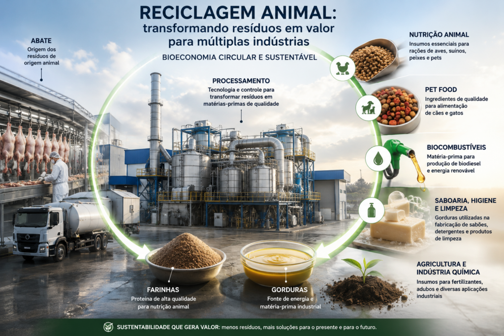 Reciclagem Animal - Imagem ilustrativa gerada por Inteligência Artificial.